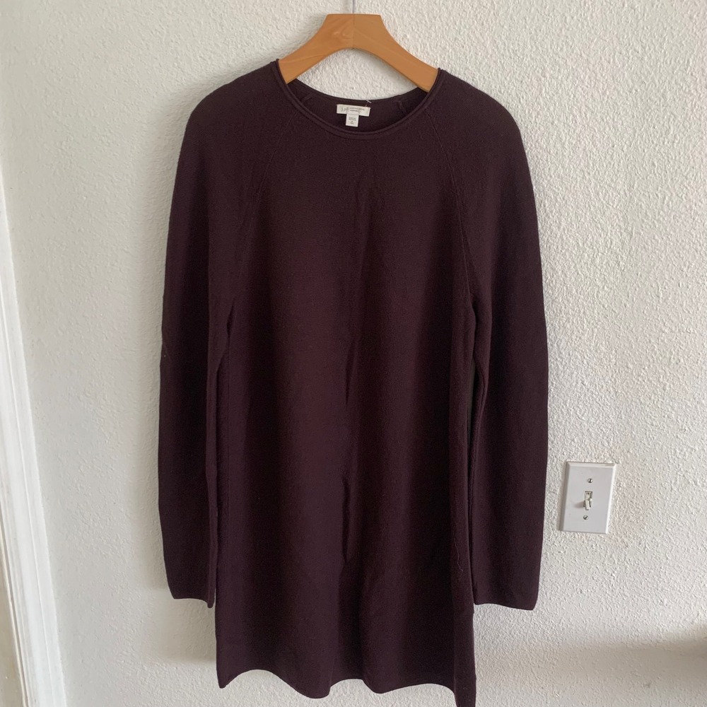 J. Jill Washable Merino Wool Tunic Sweater Plum Purple Tall Medium Raglan Sleeve